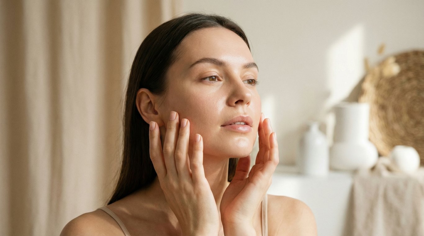 Femme au teint parfait, ambiance luxueuse