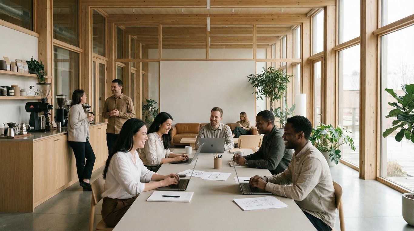 Photographie architecturale de la façade minimaliste de la Galerie Linée avec lignes épurées et grandes baies vitrées