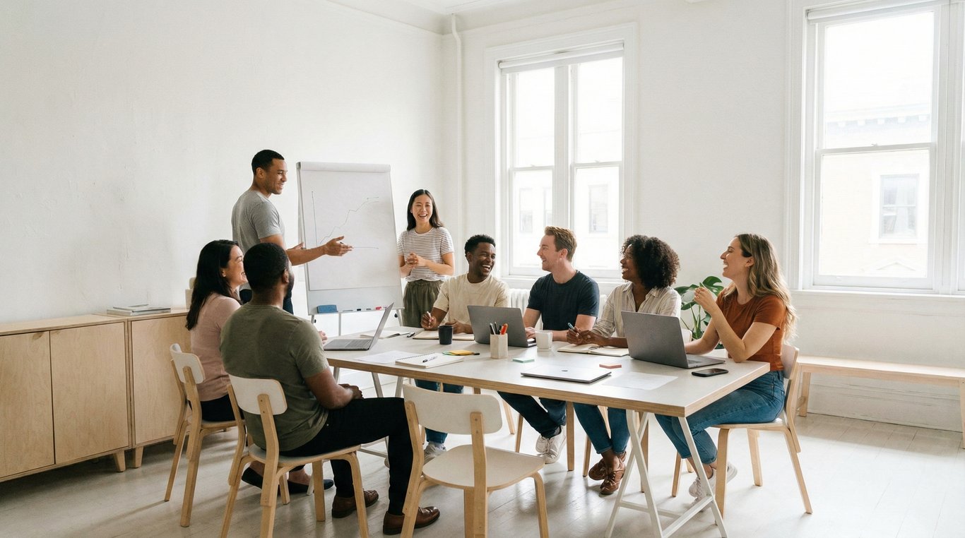 Portrait professionnel en plan taille de l'investisseur principal, style décontracté chic sur fond gris bleuté uni avec éclairage doux, tenant une tablette
