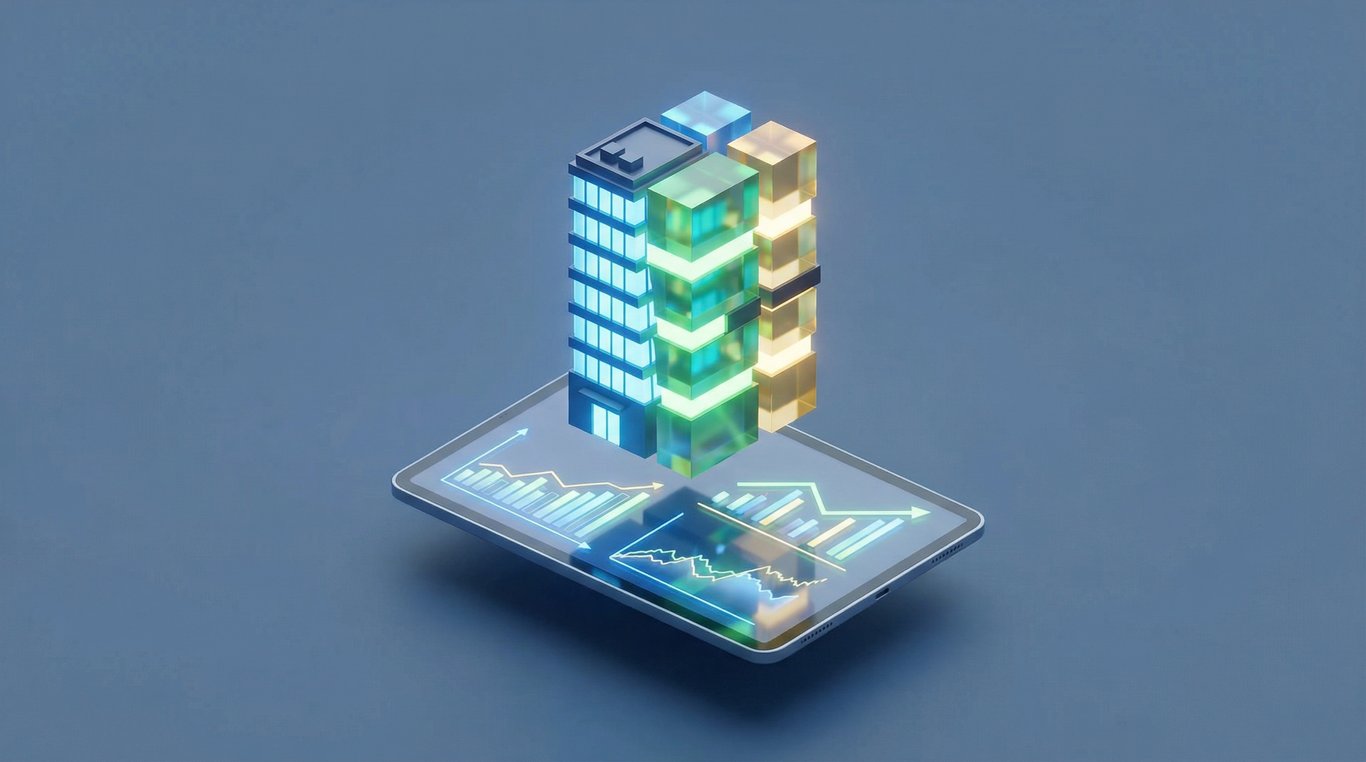 Illustration 3D d'un immeuble fractionné en blocs d'investissement