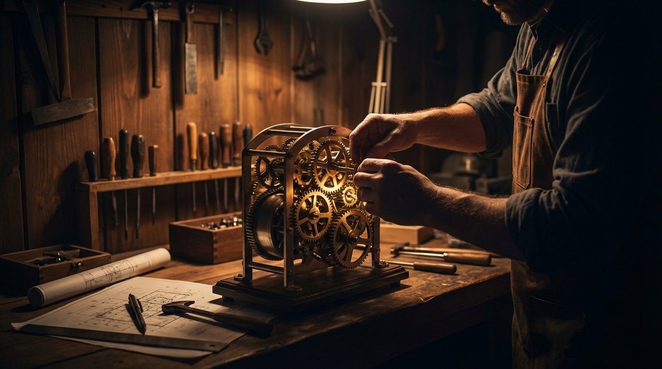 Gros plan sur une main tenant une pince de précision déposant une micro-pousse sur un plat, avec une caméra de cinéma floue en arrière-plan