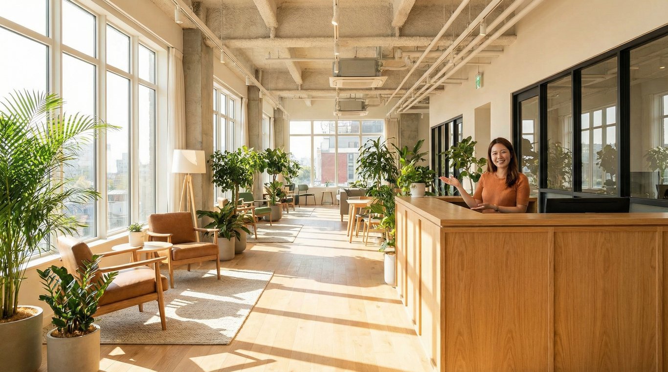 Accueil moderne et lumineux d'un centre médical avec un accueil chaleureux