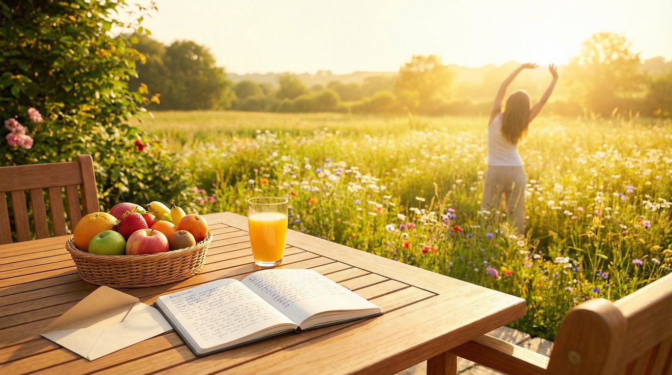 Enveloppe ouverte sur une table avec des fleurs séchées, ambiance douce et épistolaire