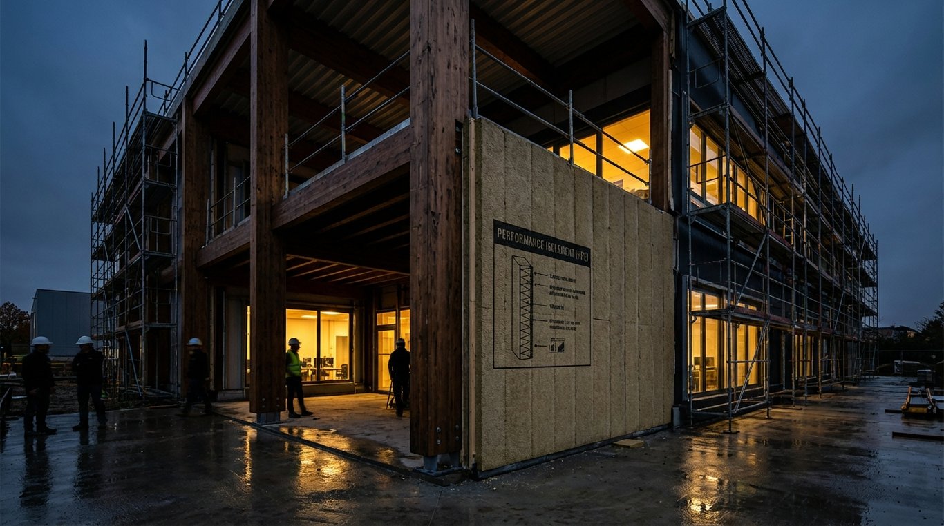 Photo de la structure métallique en cours d’assemblage sur un bâtiment industriel