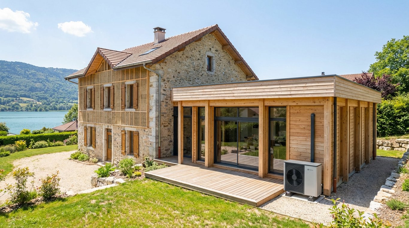 Façade en bois d'une maison éco-conçue