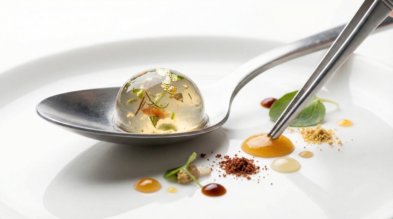 Cuisine moléculaire en cours de dressage