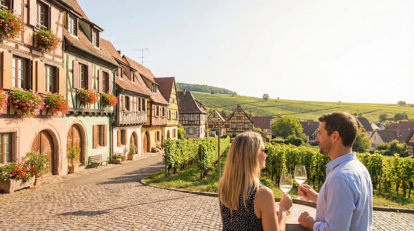 Vignobles d'Alsace et village typique