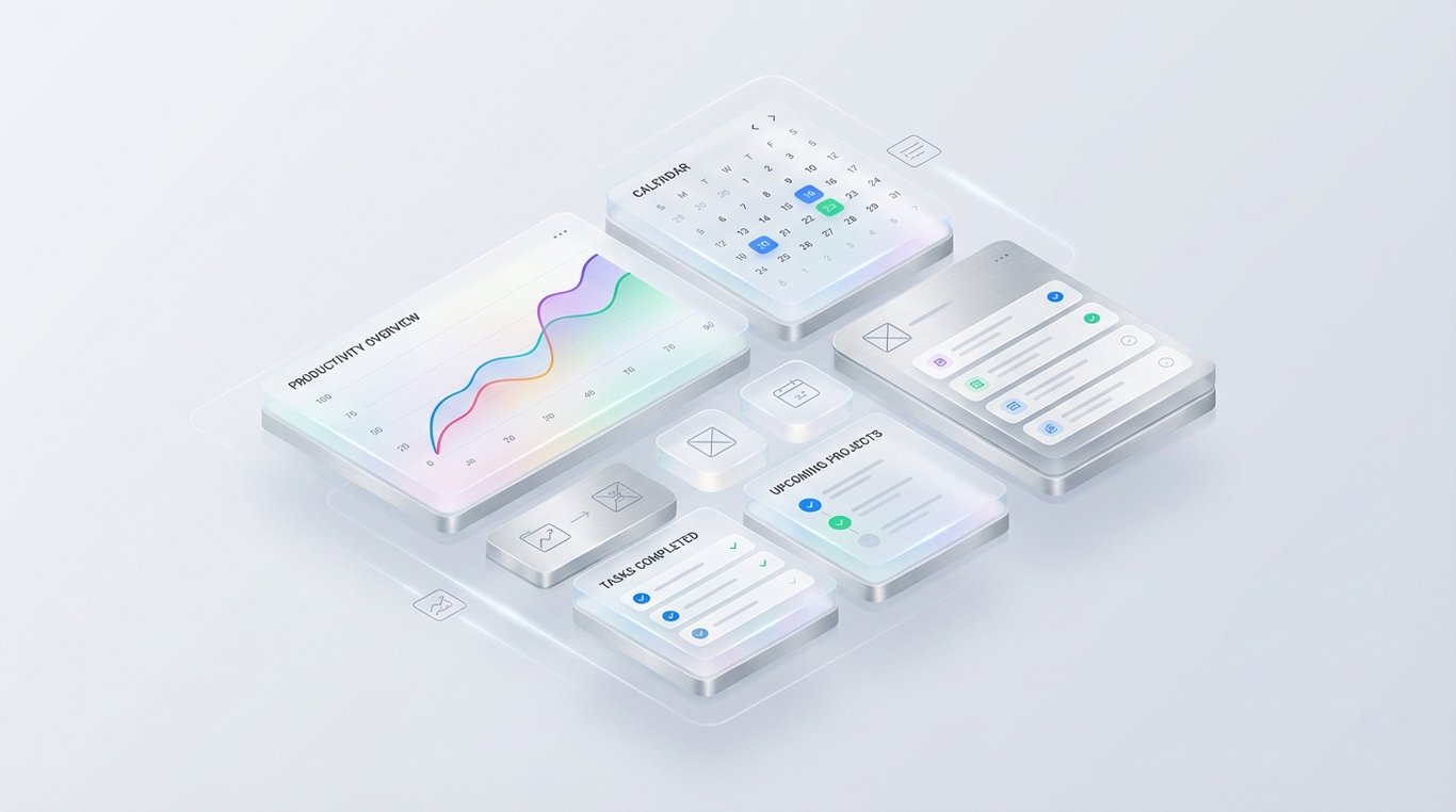 Interface Lundi Libre montrant une grille bento de productivité