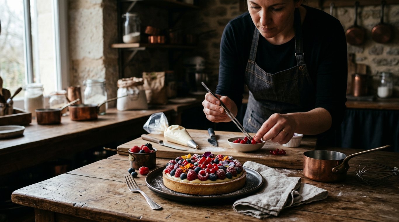 Tarte aux fruits rouges joliment dressée