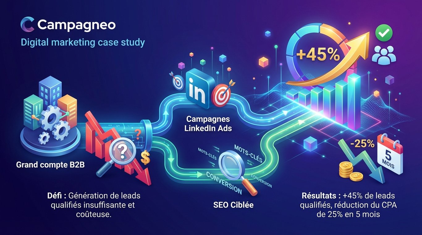 Visuel représentant le succès B2B - tableau de bord analytique