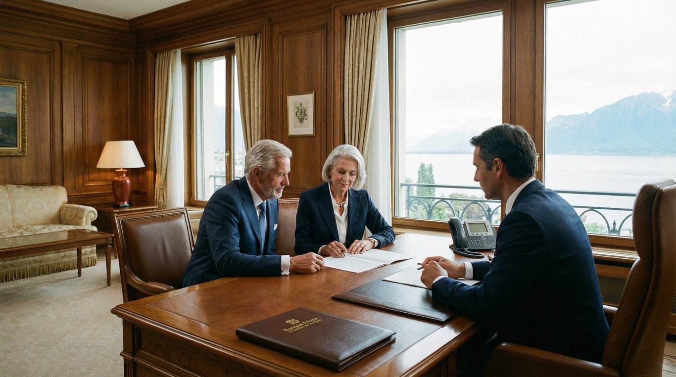 Gros plan sur une main signant un document important avec un stylo plume de luxe sur un bureau en acajou, éclairage tamisé et élégant