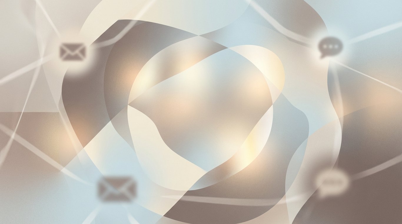 Smartphone haut de gamme posé sur une table en marbre affichant une interface d'envoi de message, style minimaliste.