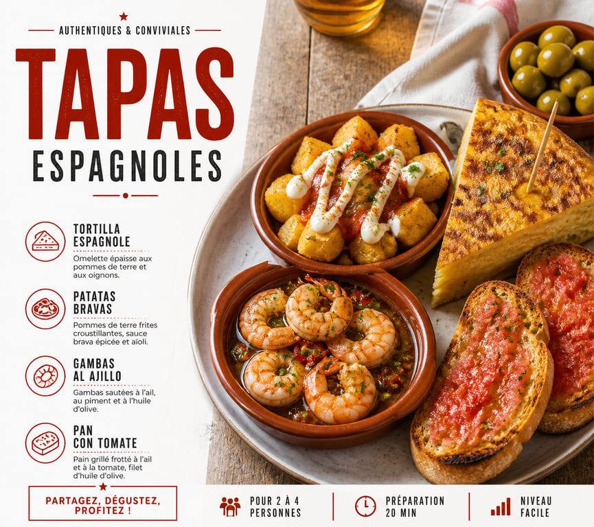 Assiette gourmande de tapas espagnoles pour une recette des tapas espagnol réussie