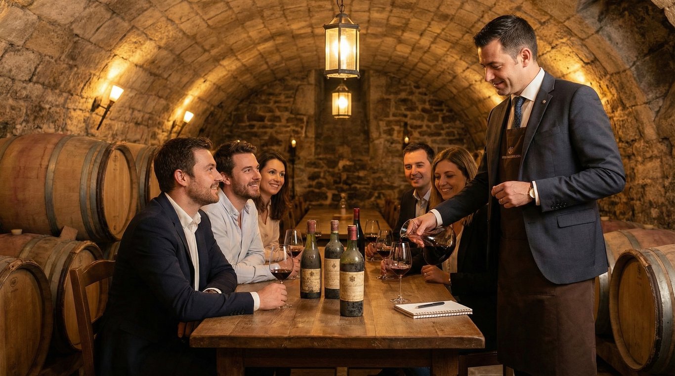 Dégustation de vin dans une cave