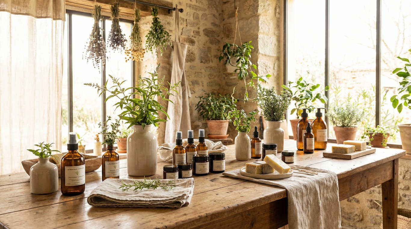 Vue lumineuse d'une étagère en chêne minimaliste exposant des plantes d'intérieur dans des pots en céramique aux tons terreux