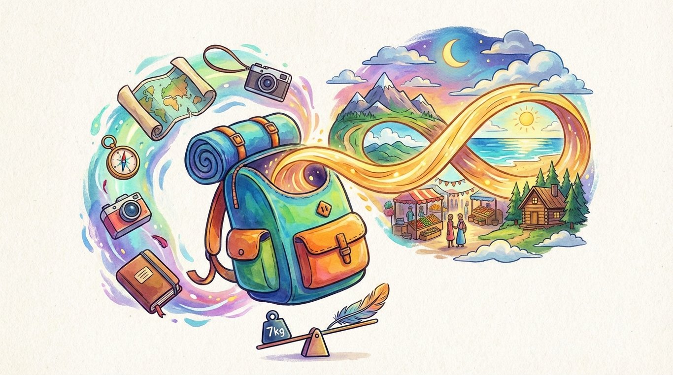 Matériel de voyage organisé géométriquement