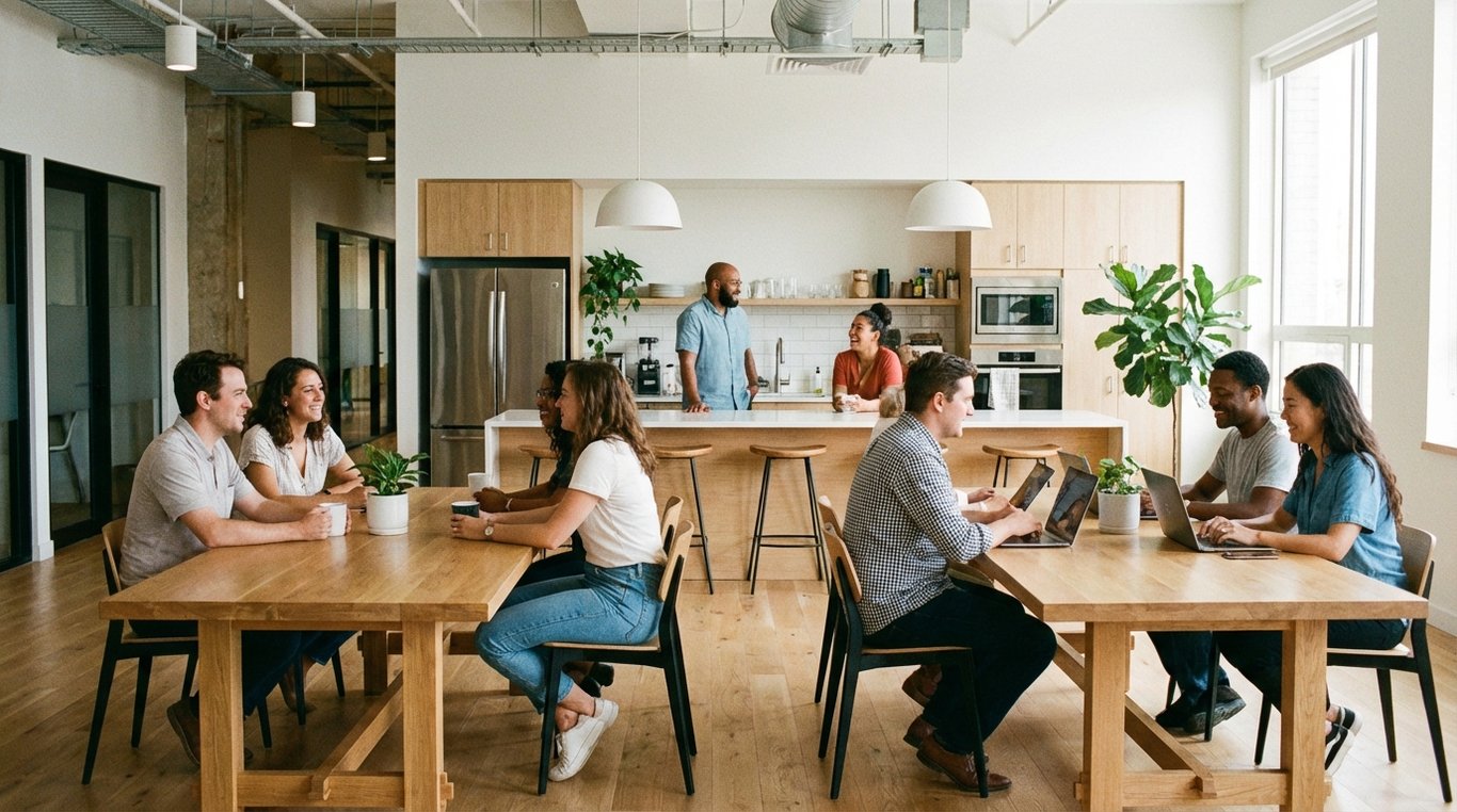 Portrait authentique et lumineux d'une femme souriante en tenue décontractée lin, tenant une tasse de thé, en extérieur nature floue