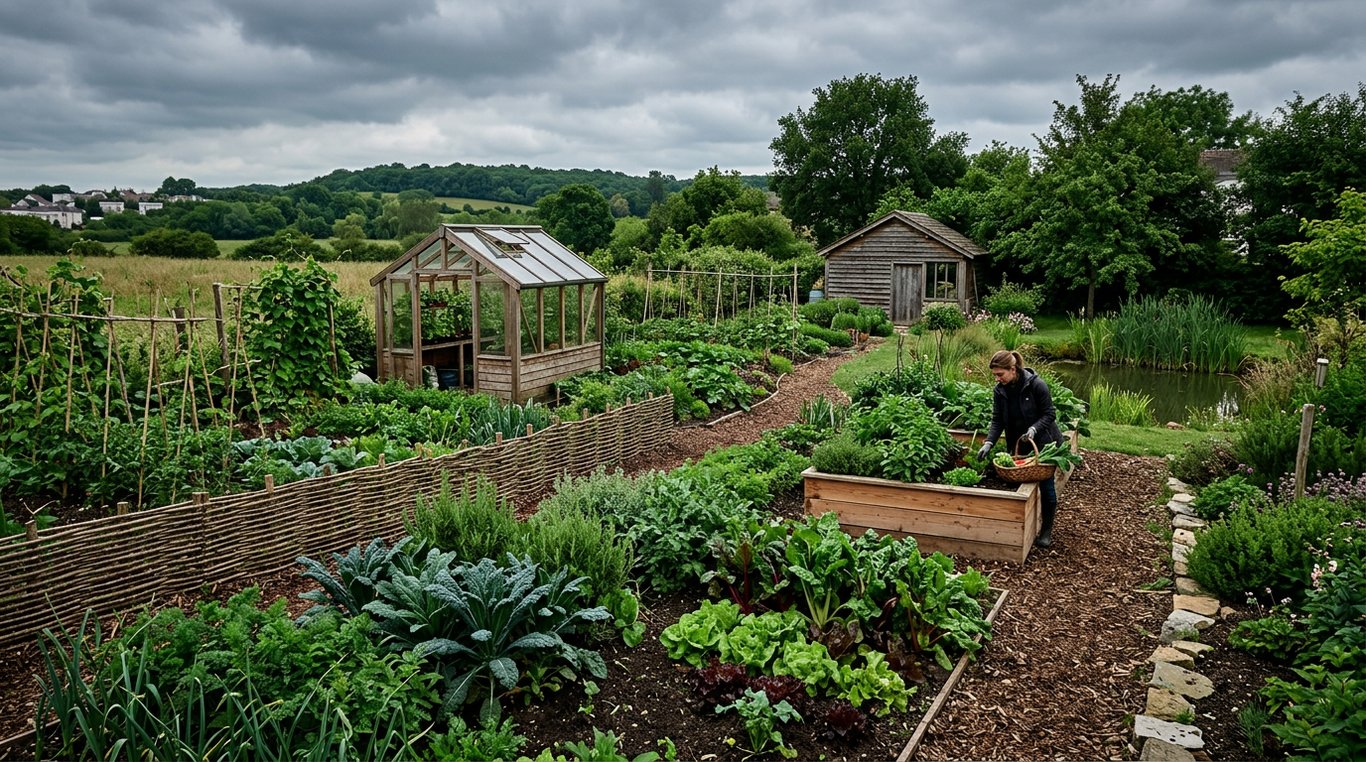 Potager urbain aménagé avec bacs en acier Corten et légumes colorés