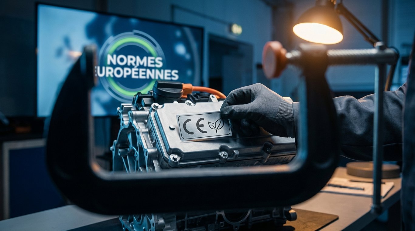 Véhicules utilitaires équipés des solutions Moteur Éko garés devant un entrepôt logistique