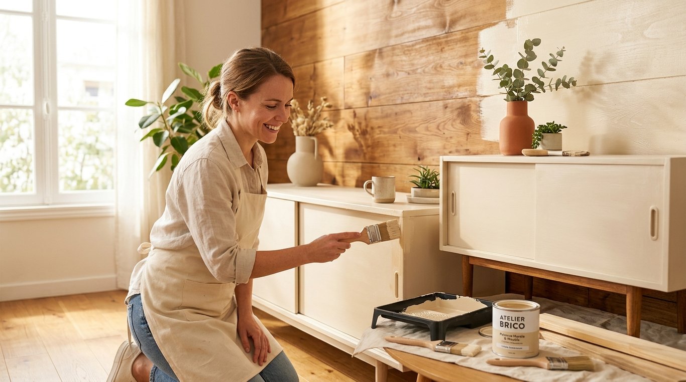 Pot de peinture satinée aux tons chauds pour rafraîchir une pièce