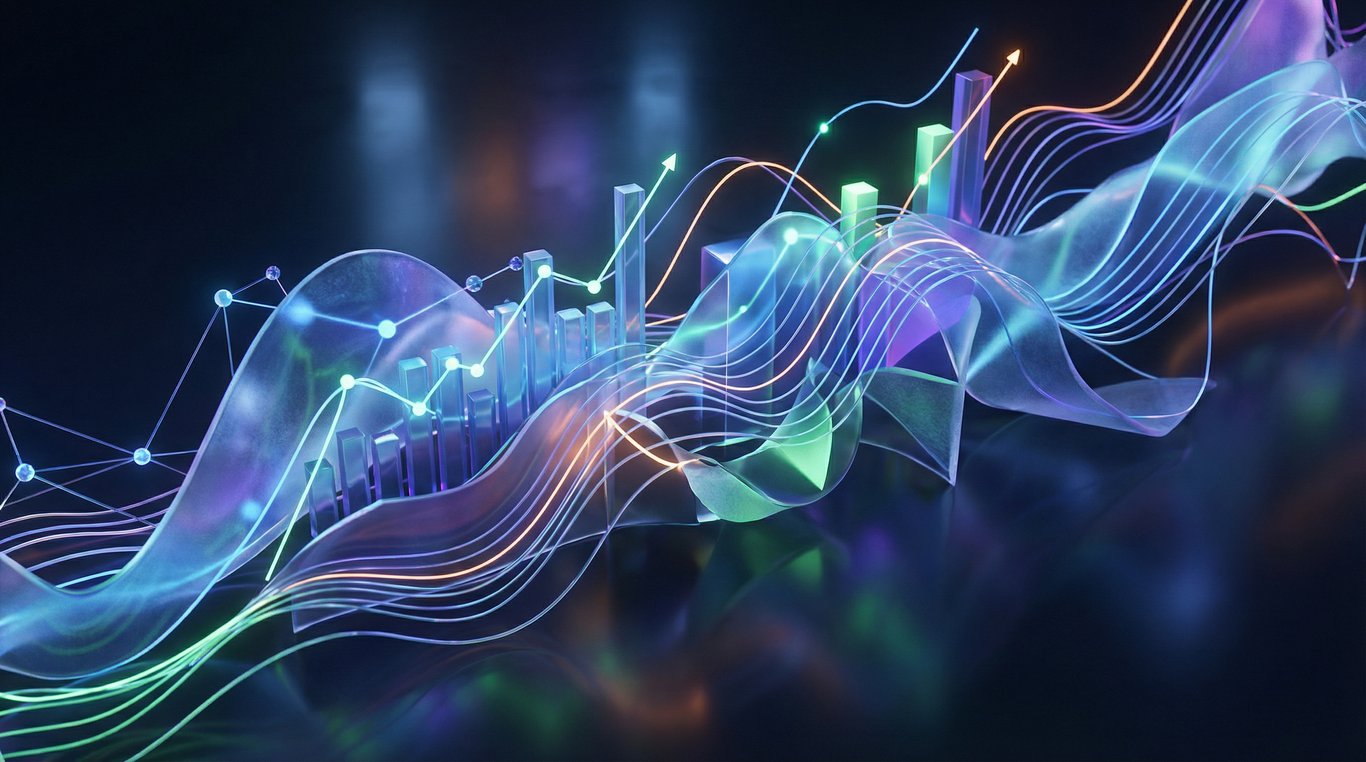 Composition abstraite 3D représentant des données connectées