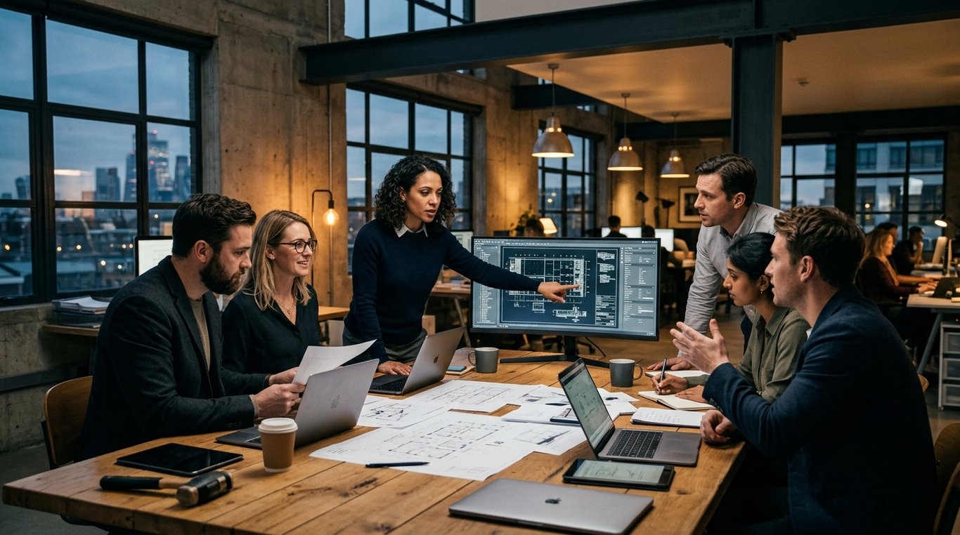 Équipe de journalistes en réunion