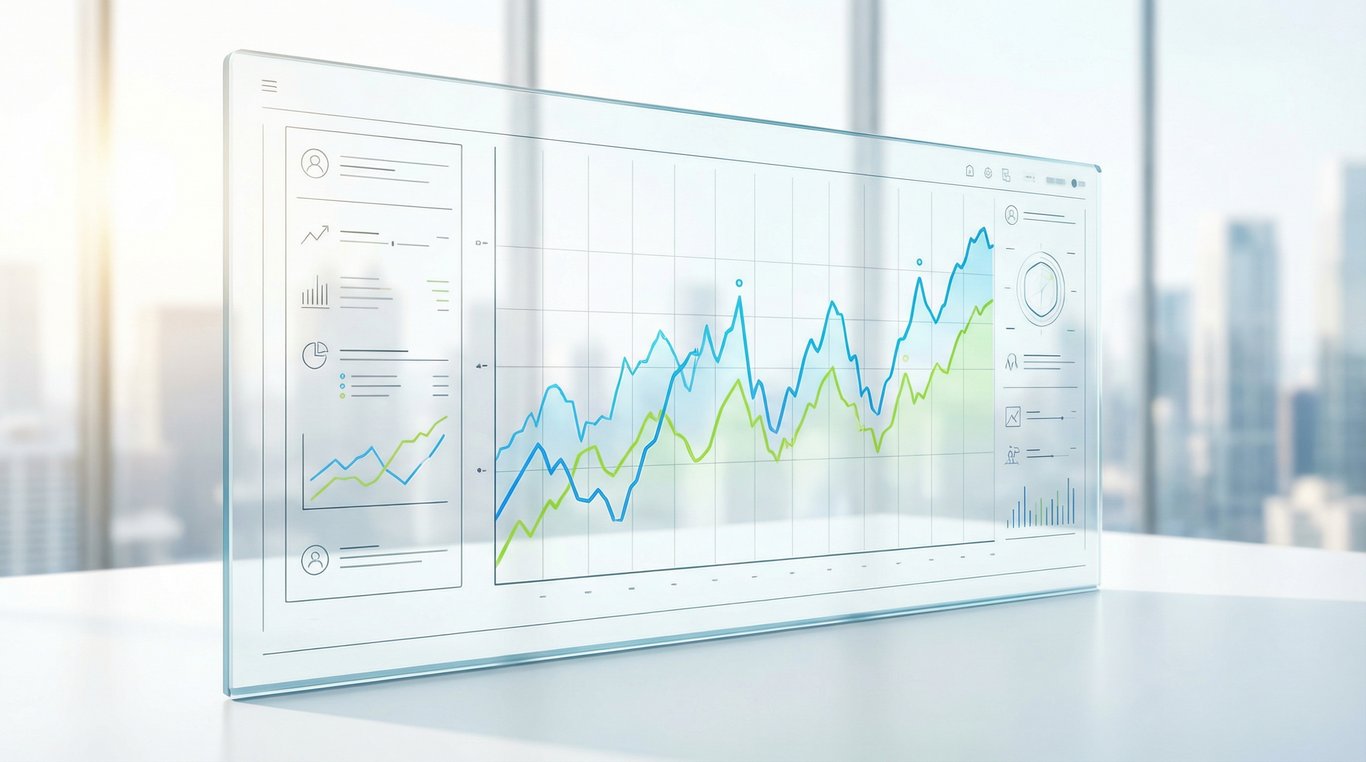 Interface dashboard boursier futuriste