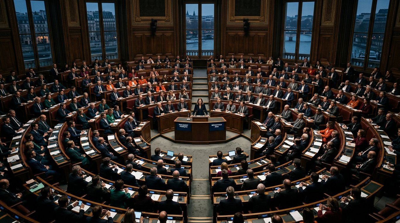 Diagramme circulaire illustrant la répartition des sièges parlementaires par parti politique en 2026