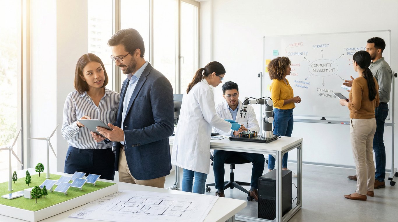 Illustration abstraite isométrique de graphiques de croissance, icônes de connexion et documents d'affaires