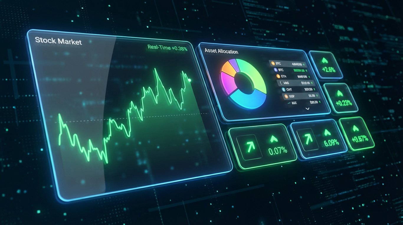 Tableau de bord financier Objectif Capital style bento grid
