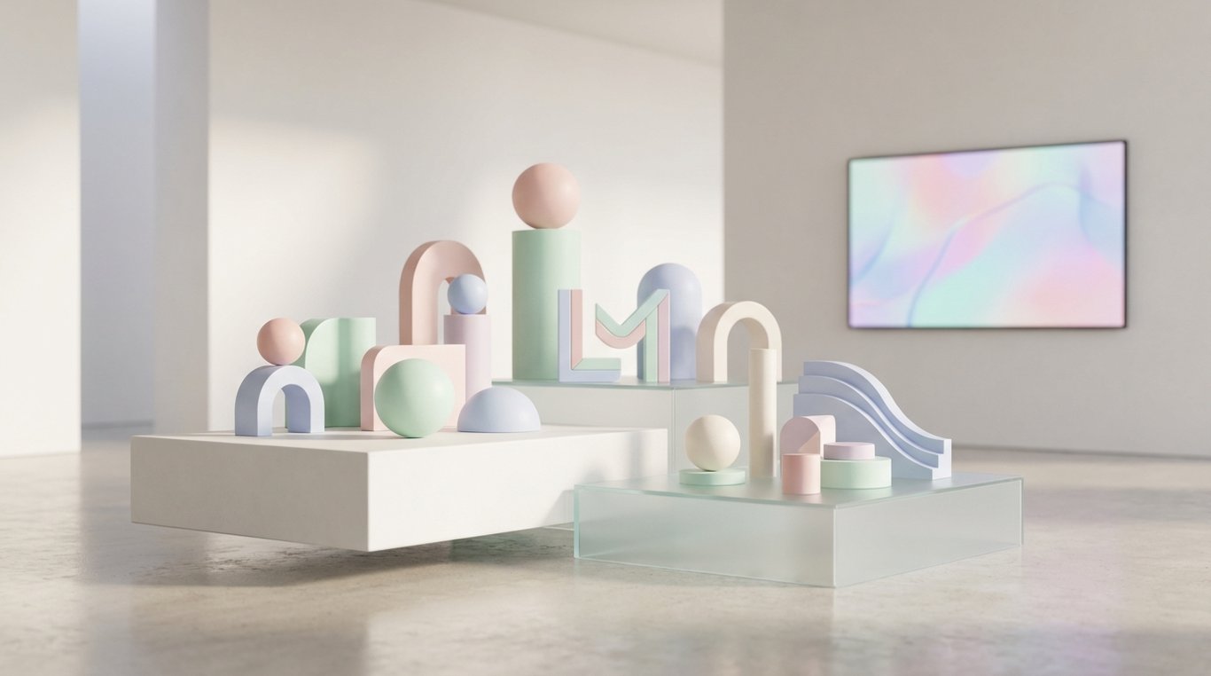 Illustration graphique abstraite colorée avec formes géométriques arrondies