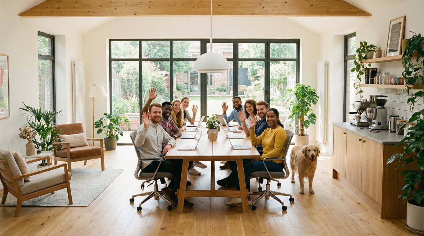 Gros plan sur des mains tenant un stylo élégant au-dessus d'un carnet de notes, avec un smartphone affichant un calendrier en arrière-plan flou.