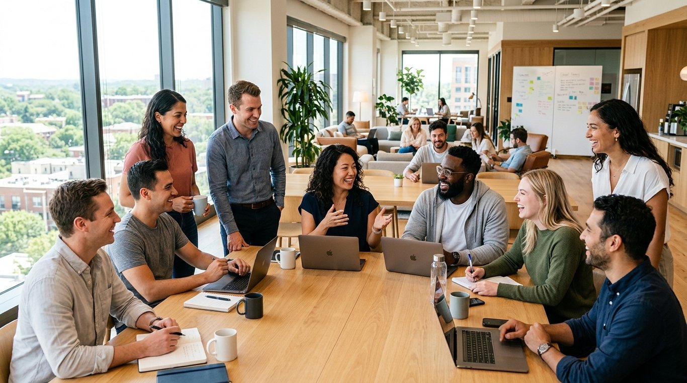 Portrait d'équipe de chercheurs et médecins diversifiés dans un laboratoire moderne, lumière douce, ambiance professionnelle et bienveillante.