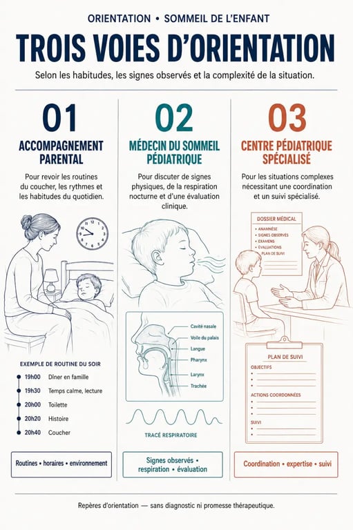 Spécialiste sommeil enfant : orientation entre accompagnement parental, médecin pédiatrique et centre spécialisé
