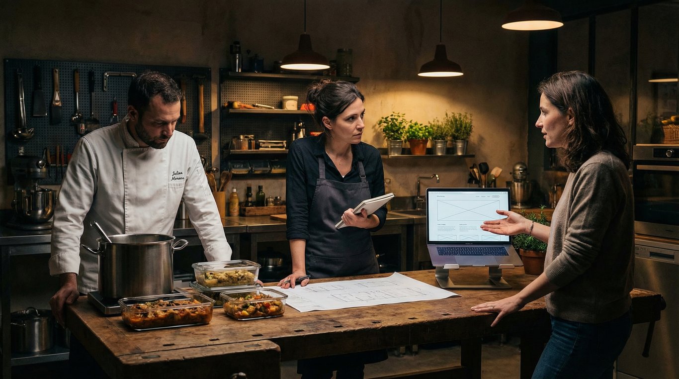 Portrait de Claire Dubois, fondatrice et chef de projet chez MenuGarage