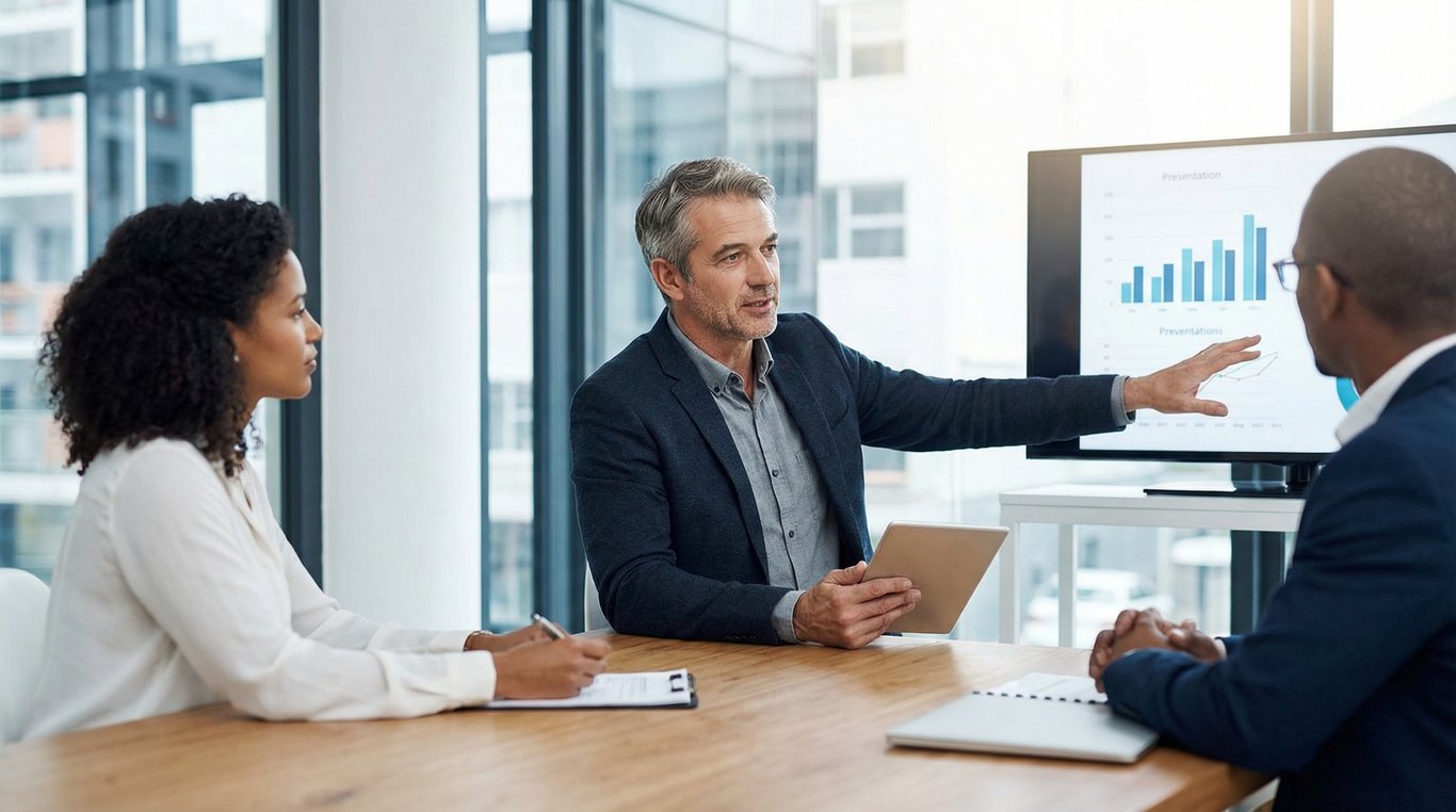 Portrait de Thomas Keller, consultant externe, en noir et blanc, style corporate sérieux