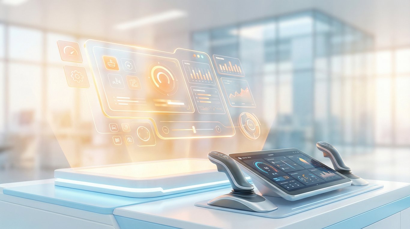 Dirigeant analysant des données sur interface holographique