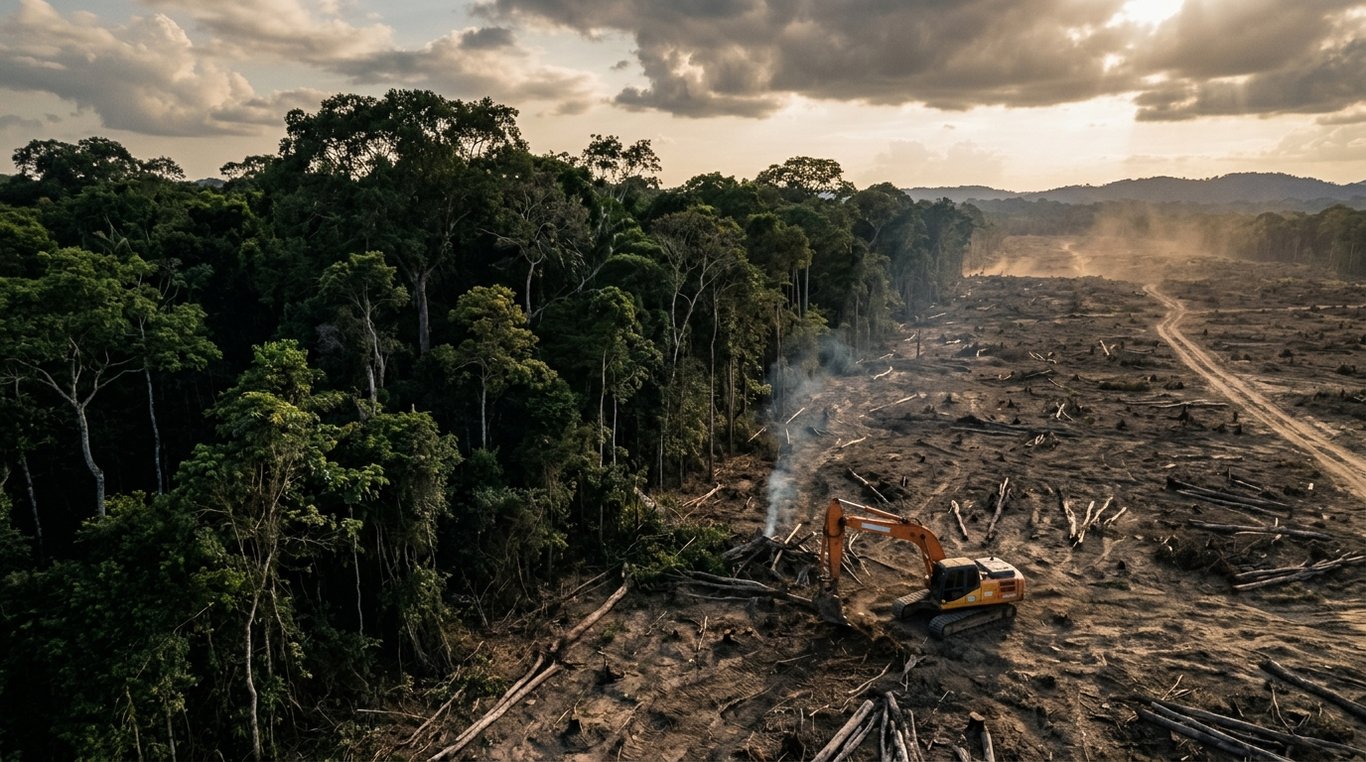 Carte thermique des zones de déforestation en Amazonie entre 2015 et 2025