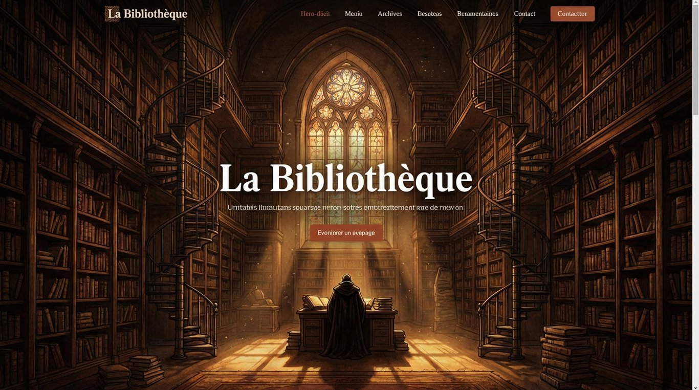 Une rangée de classeurs anciens avec des étiquettes dorées, alignement symétrique parfait