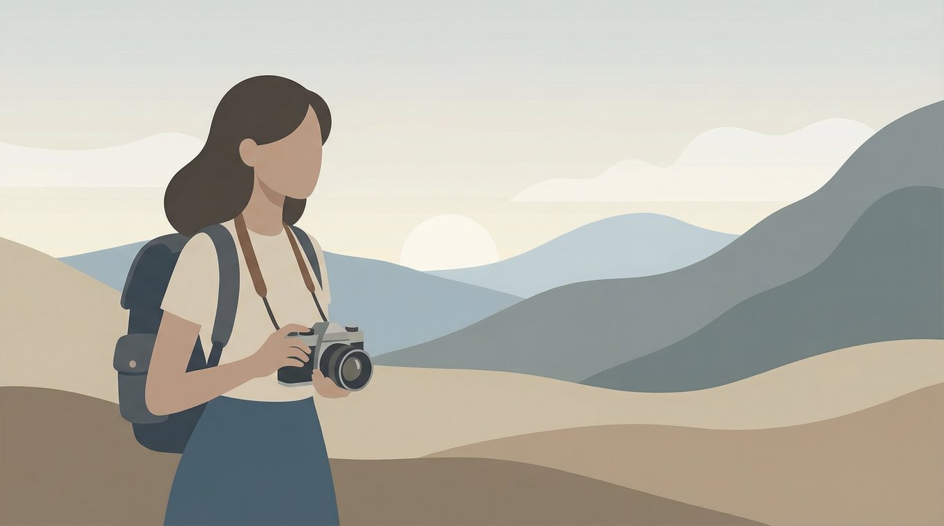 Portrait de Sophie, illustratrice, souriante avec un chapeau de voyage