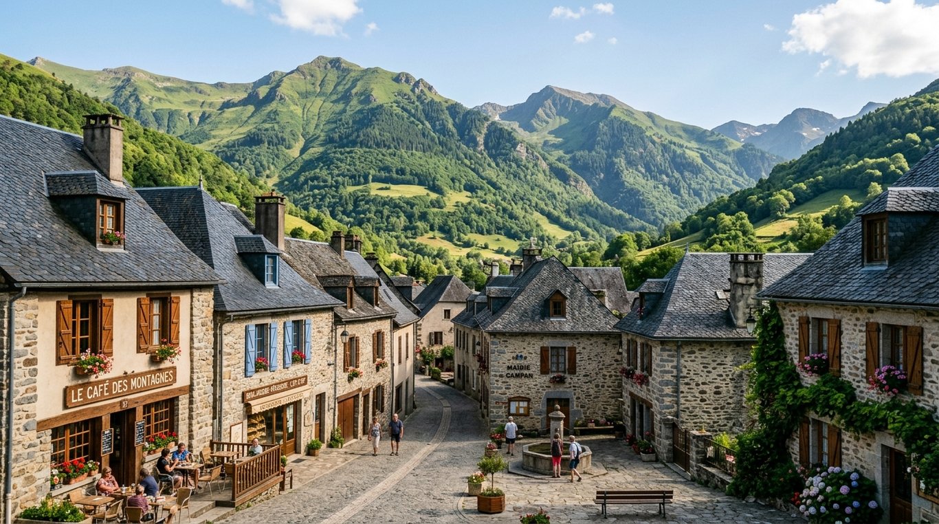 Village pittoresque dans les Pyrénées près de Bagnères-de-Bigorre