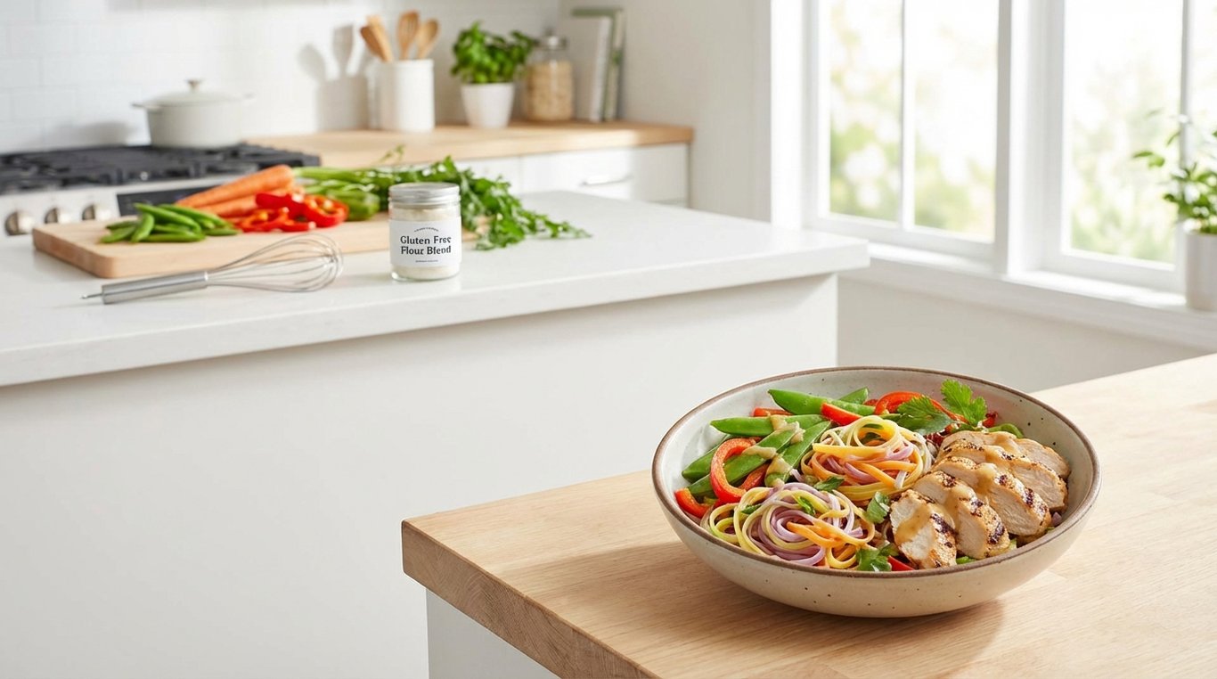 Plat sans gluten appétissant avec légumes et protéines