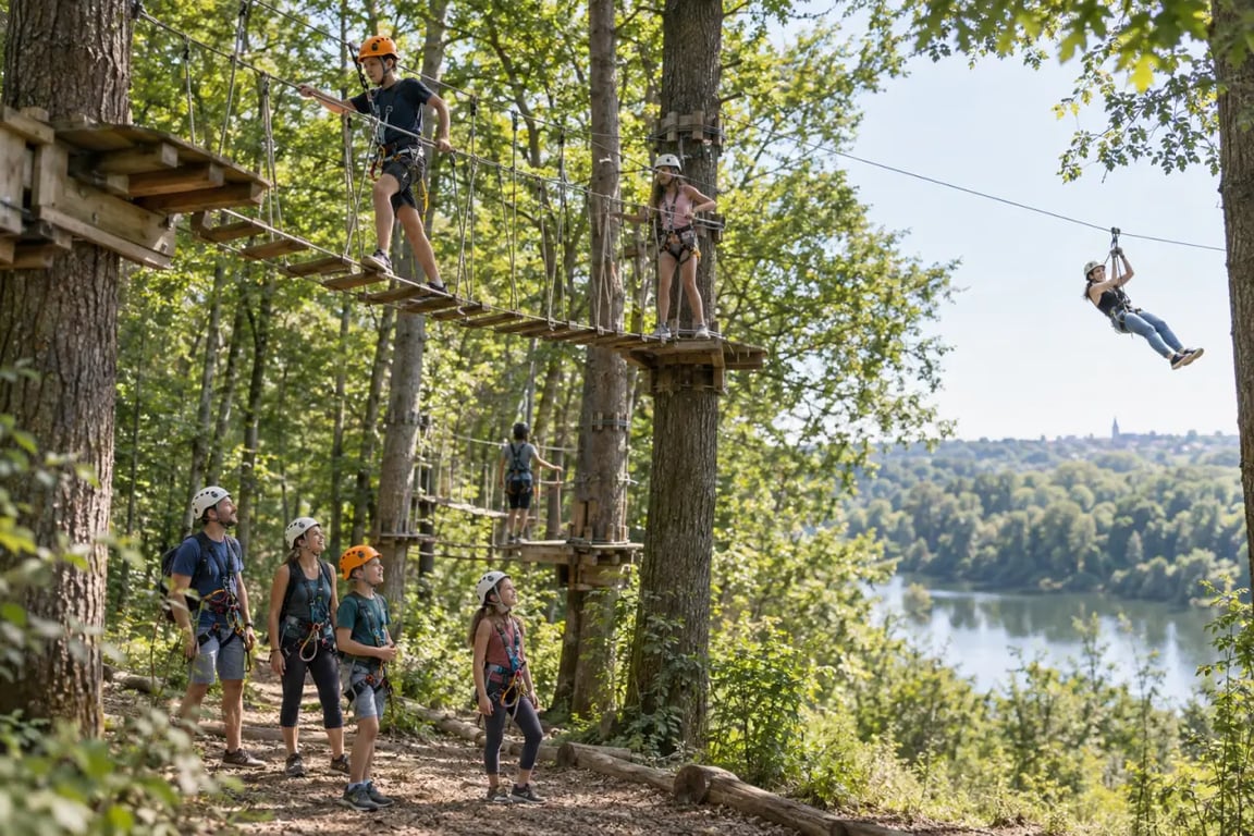 Léo Parc Aventure près d’Orléans avec parcours accrobranche et tyrolienne