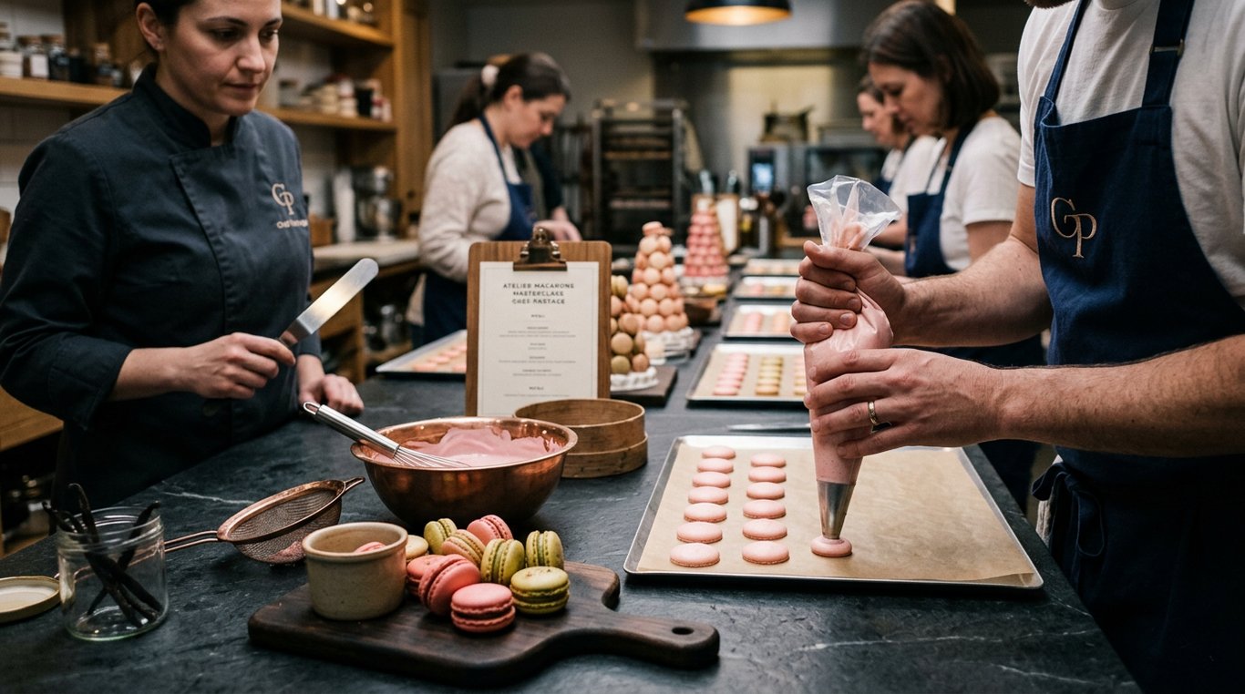 Pâtisseries colorées en préparation