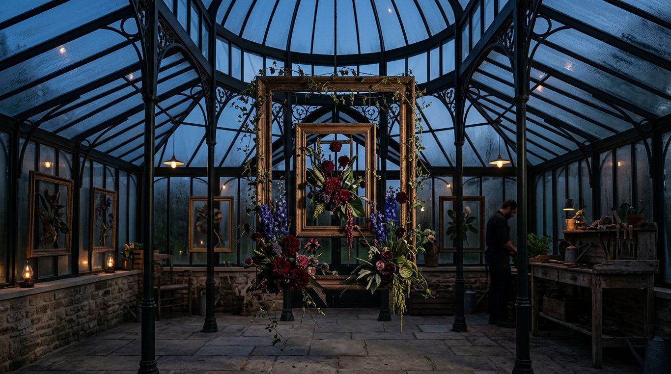 Photo avant : serre à l’effet hétérogène, compositions peu structurées.