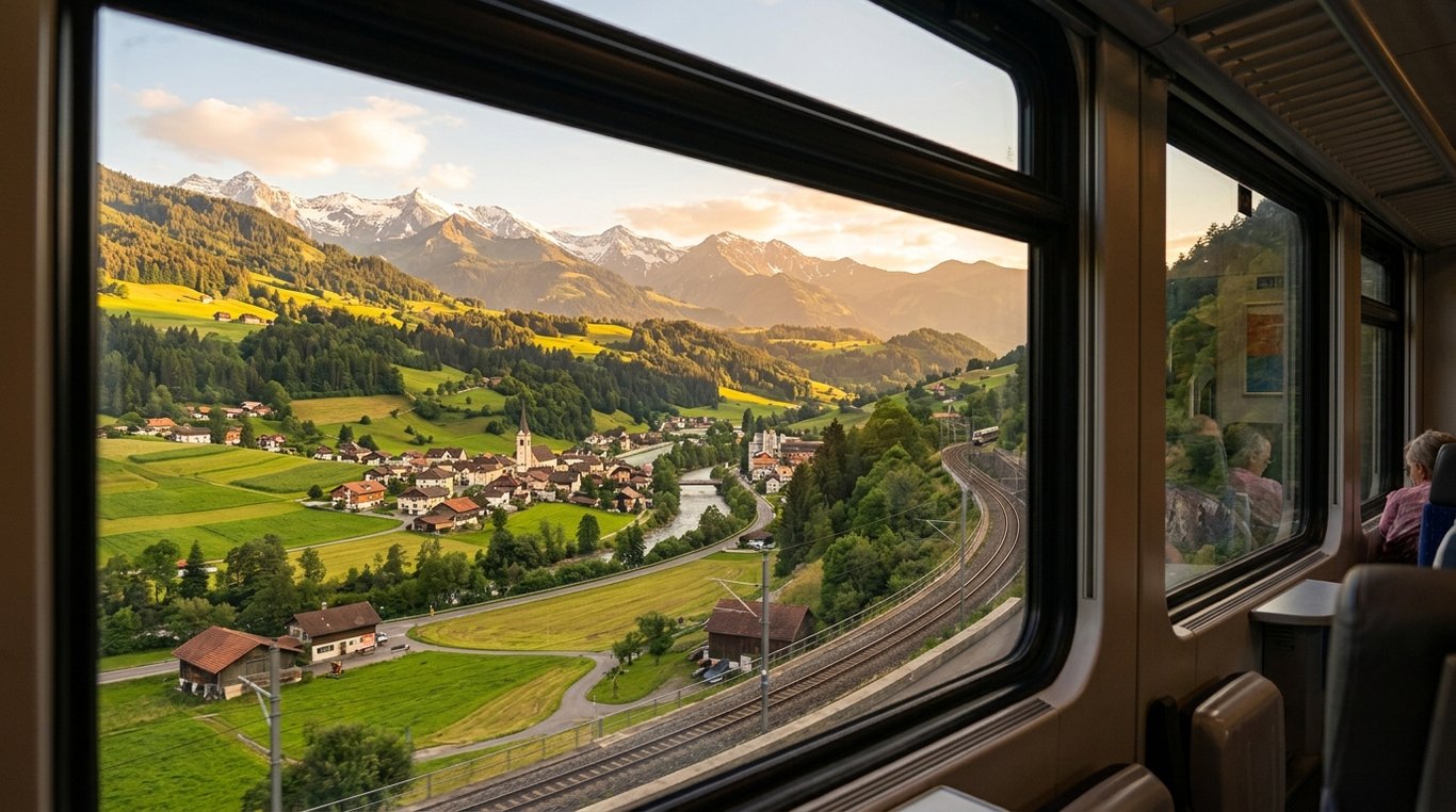 Vue depuis un train régional européen