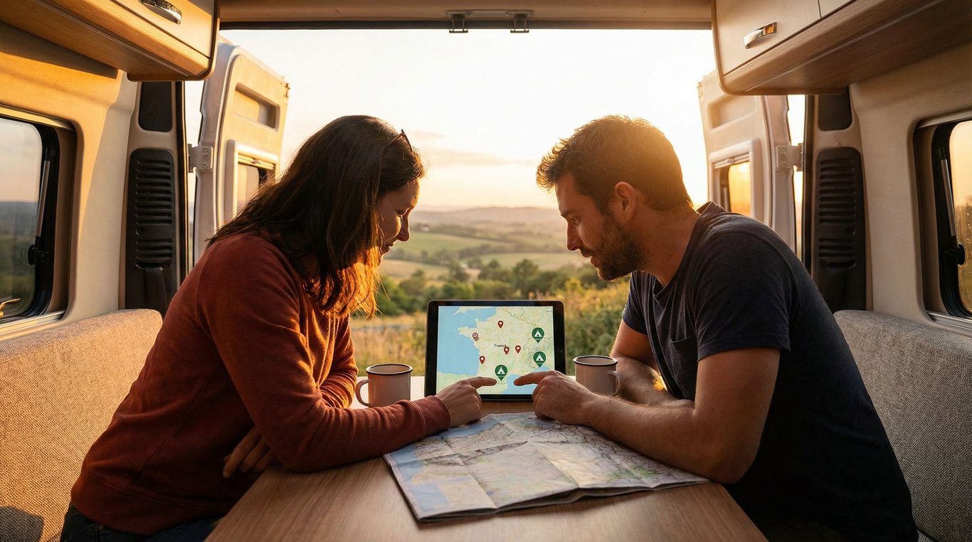 Carte de France stylisée avec points d'intérêt