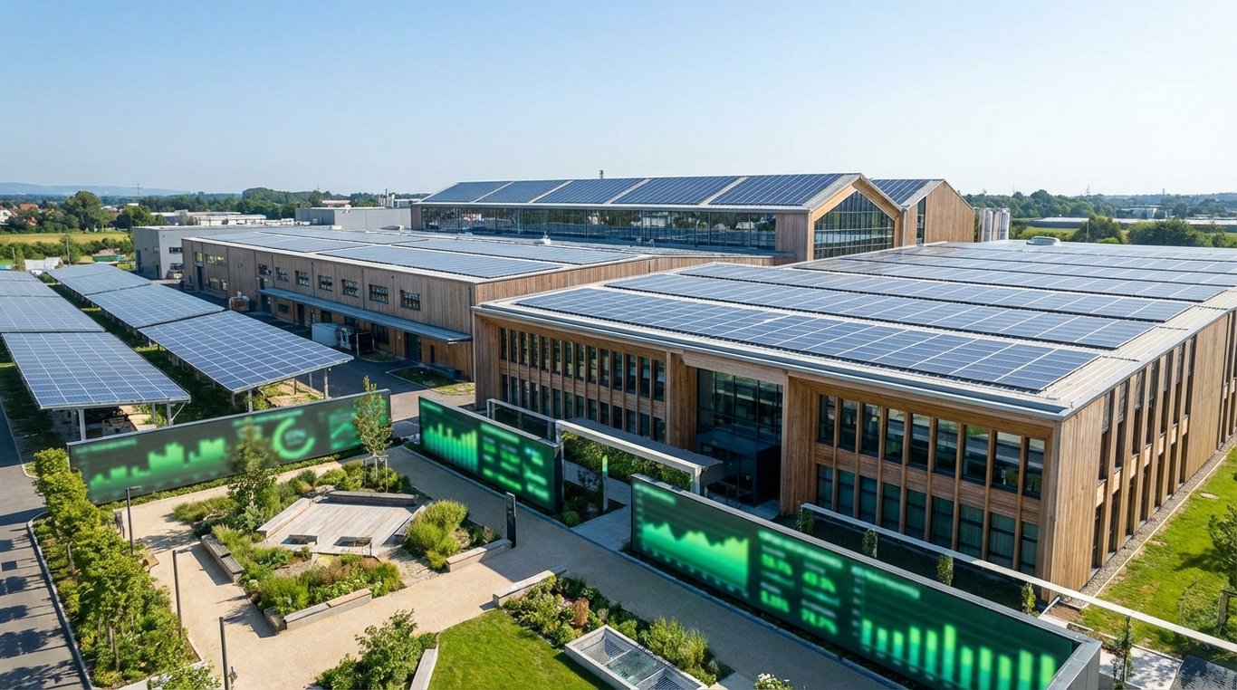 Camions de livraison écologiques dans un centre logistique vert