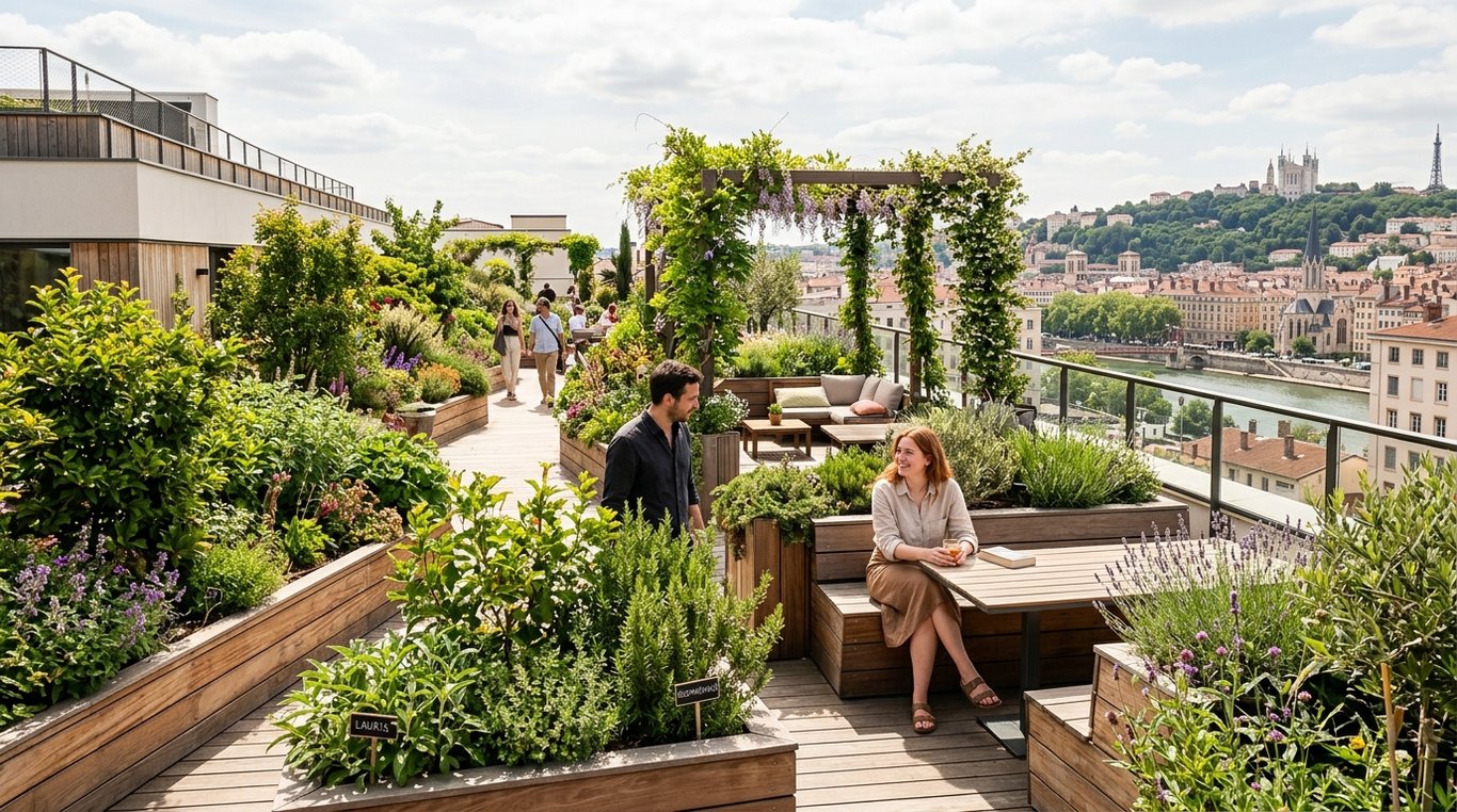 Terrasse design avec graminées ondoyantes
