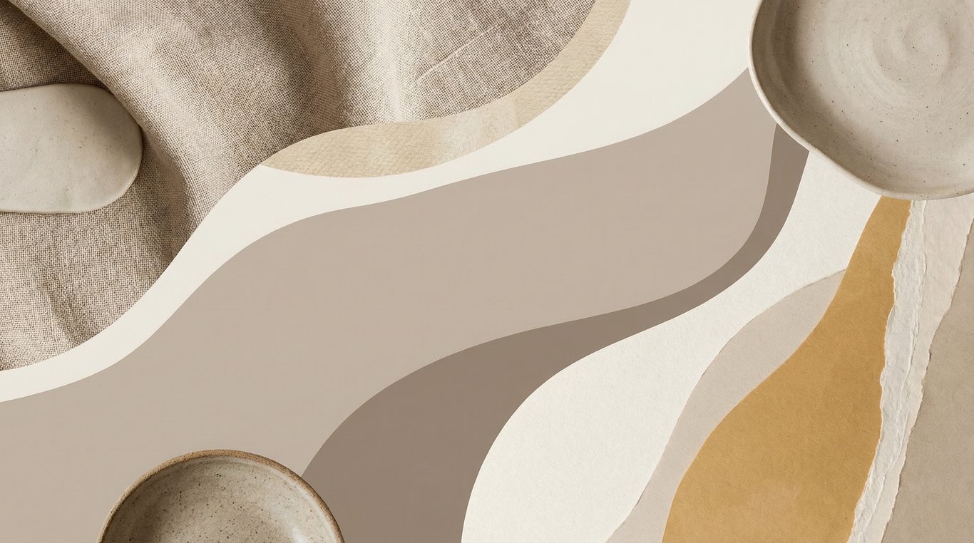 Gros plan sur une typographie noire sur papier blanc texturé avec fournitures de bureau minimalistes alignées parfaitement